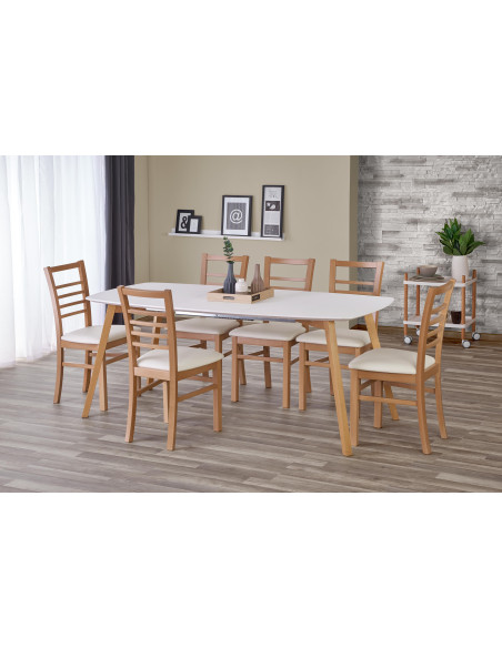 Stół rozkładany KAJETAN 135-185 cm  biały / dąb miodowy