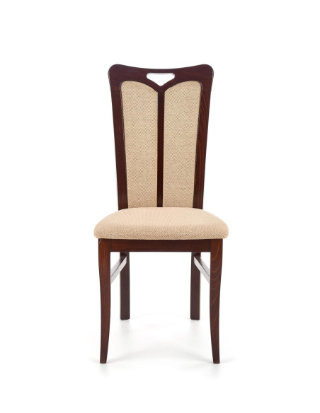 Krzesło drewniane HUBERT 2 - ciemny orzech / tap: Torent Beige