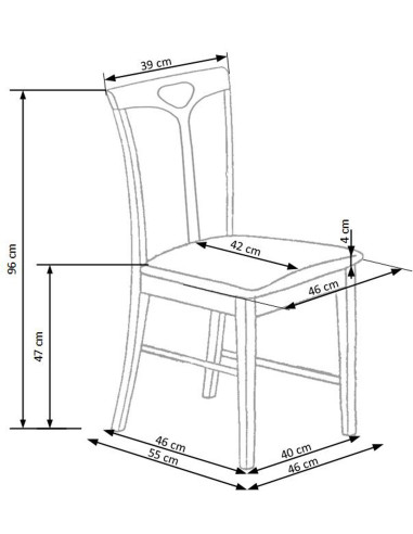 Krzesło drewniane HUBERT 2 - ciemny orzech / tap: Torent Beige