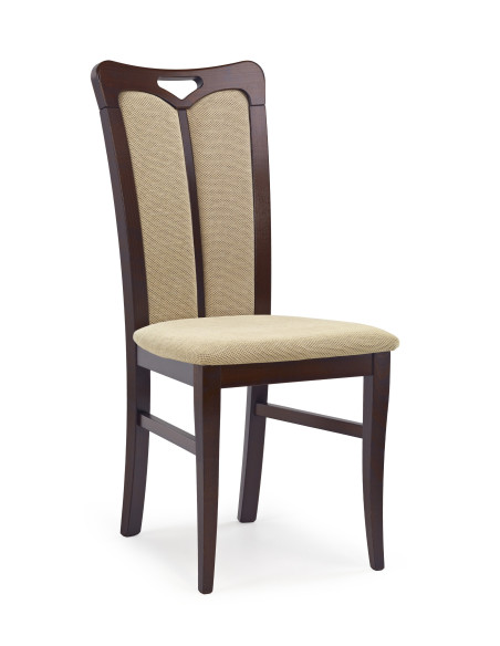 Krzesło drewniane HUBERT 2 - ciemny orzech / tap: Torent Beige