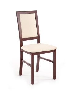 SYLWEK 1 Krzesło Drewniane Ciemny Orzech/Torent Beige Elegancja