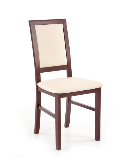 SYLWEK 1 Krzesło Drewniane Ciemny Orzech/Torent Beige Elegancja