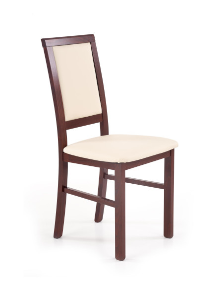 SYLWEK 1 Krzesło Drewniane Ciemny Orzech/Torent Beige Elegancja