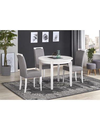 SORBUS Stół Okrągły Fi100 cm Rozkładany do Długośći 200 cm Biały Nowoczesny