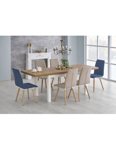 TIAGO Stół Rozkładany 140-220 cm Dąb Lancelot/Biały Harmonia i Styl