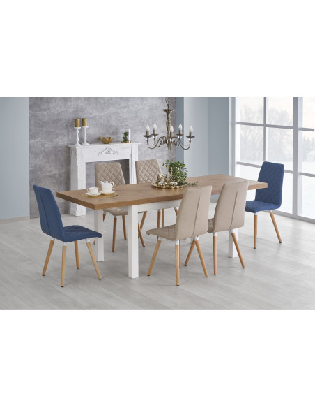 TIAGO Stół Rozkładany 140-220 cm Dąb Lancelot/Biały Harmonia i Styl