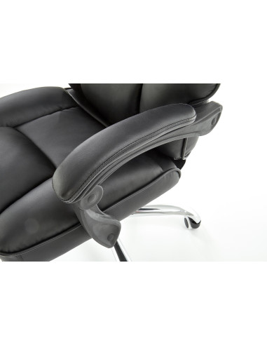 ALVIN Fotel Gabinetowy z Podnóżkiem - Czarna Eco Skóra - Elegancja i Komfort