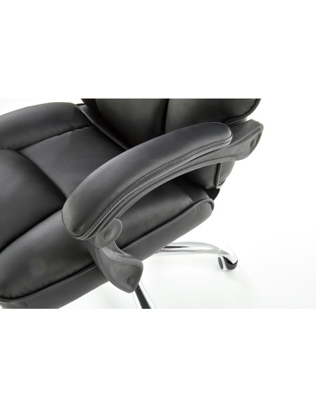 ALVIN Fotel Gabinetowy z Podnóżkiem - Czarna Eco Skóra - Elegancja i Komfort