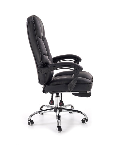 ALVIN Fotel Gabinetowy z Podnóżkiem - Czarna Eco Skóra - Elegancja i Komfort