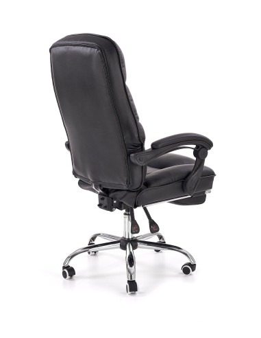 ALVIN Fotel Gabinetowy z Podnóżkiem - Czarna Eco Skóra - Elegancja i Komfort