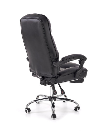 ALVIN Fotel Gabinetowy z Podnóżkiem - Czarna Eco Skóra - Elegancja i Komfort