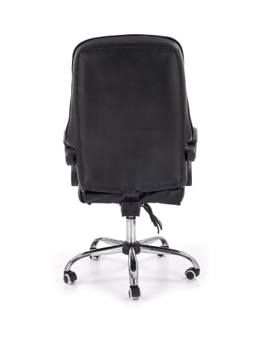 ALVIN Fotel Gabinetowy z Podnóżkiem - Czarna Eco Skóra - Elegancja i Komfort