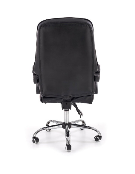 ALVIN Fotel Gabinetowy z Podnóżkiem - Czarna Eco Skóra - Elegancja i Komfort