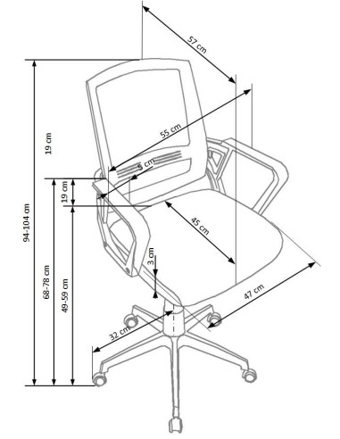 ASCOT Fotel Pracowniczy Tkanina Membranowa Czarno-Popielato-Biały