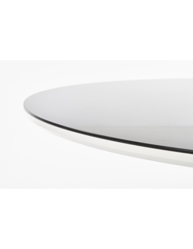AVELAR Stół Okrągły Szklany fi120/76 cm Czarny/Biały/Czarny - Elegancki