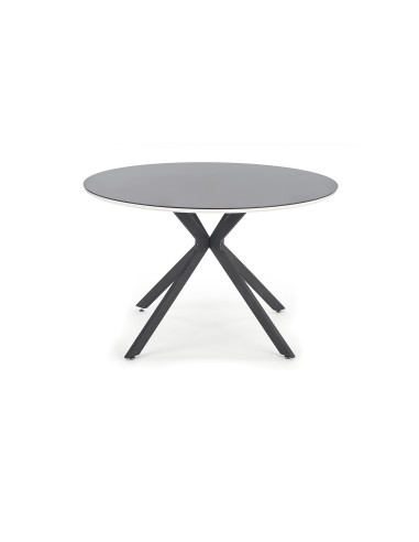 AVELAR Stół Okrągły Szklany fi120/76 cm Czarny/Biały/Czarny - Elegancki