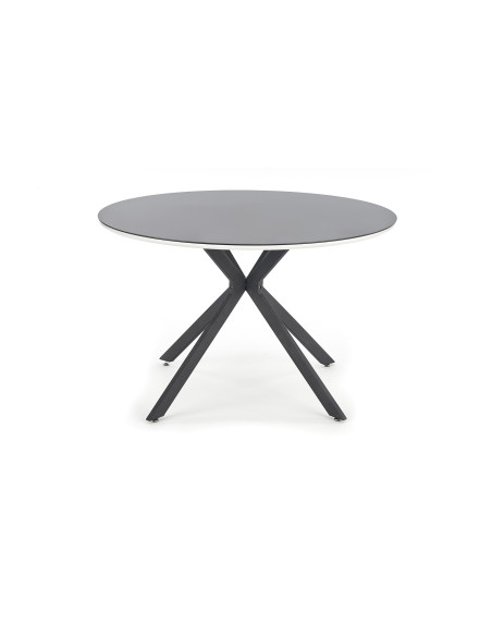 AVELAR Stół Okrągły Szklany fi120/76 cm Czarny/Biały/Czarny - Elegancki
