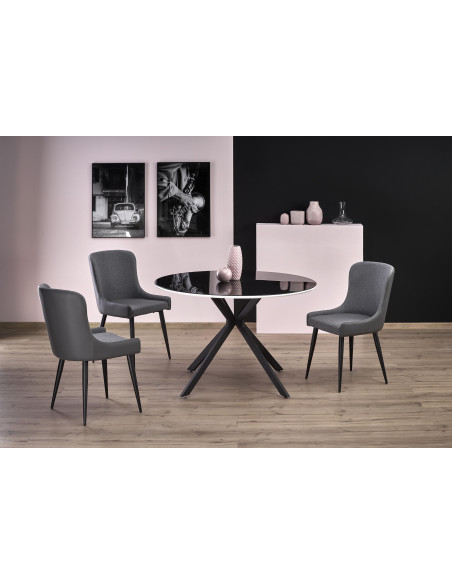 AVELAR Stół Okrągły Szklany fi120/76 cm Czarny/Biały/Czarny - Elegancki