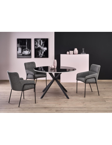 AVELAR Stół Okrągły Szklany fi120/76 cm Czarny/Biały/Czarny - Elegancki