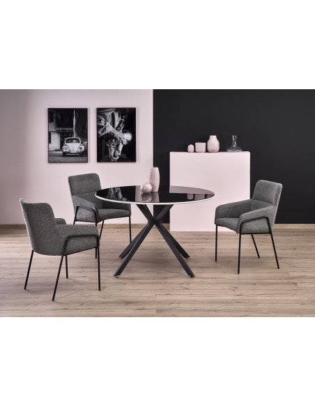 AVELAR Stół Okrągły Szklany fi120/76 cm Czarny/Biały/Czarny - Elegancki