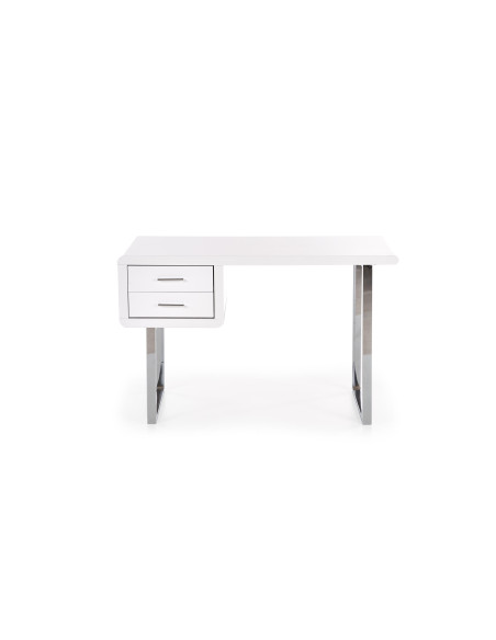 B30 Biurko z Szufladami 120/55/76 cm Biały/Chrom Nowoczesne Miejsce Pracy
