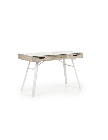 B33 Biurko Szklane Dąb Sonoma/Biały wymiary 120x60x76cm - Stylowy Akcent