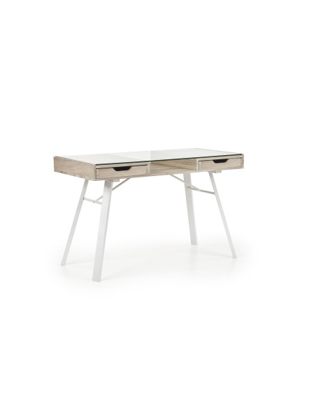 B33 Biurko Szklane Dąb Sonoma/Biały wymiary 120x60x76cm - Stylowy Akcent