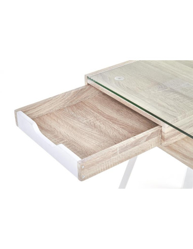 B33 Biurko Szklane Dąb Sonoma/Biały wymiary 120x60x76cm - Stylowy Akcent