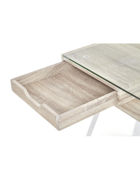 B33 Biurko Szklane Dąb Sonoma/Biały wymiary 120x60x76cm - Stylowy Akcent