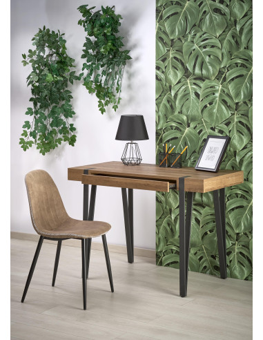 B39 Biurko z Szufladą Orzech Miodowy/Czarny - Praktyczne i Eleganckie