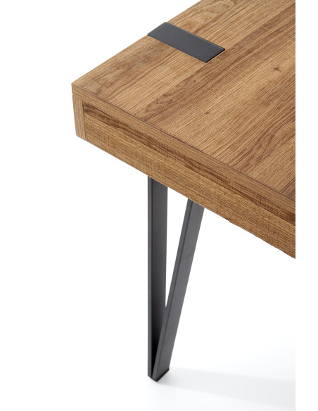 B39 Biurko z Szufladą Orzech Miodowy/Czarny - Praktyczne i Eleganckie