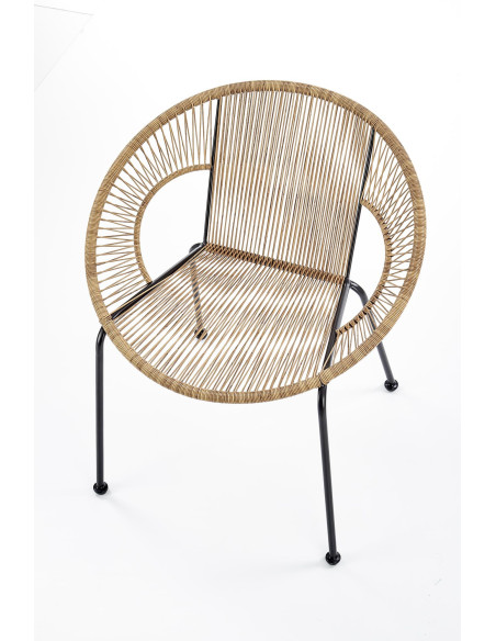 BARI Fotel Rattanowy Naturalny/Czarny - Naturalna Elegancja