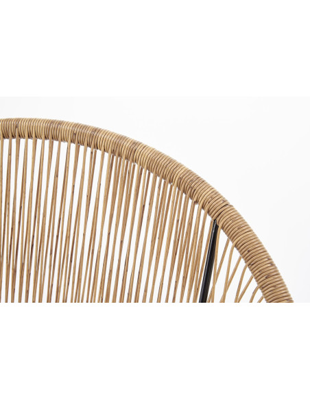 BARI Fotel Rattanowy Naturalny/Czarny - Naturalna Elegancja