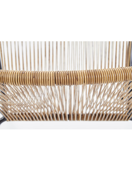 BARI Fotel Rattanowy Naturalny/Czarny - Naturalna Elegancja