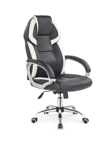 BARTON Fotel Gabinetowy Eco Skóra Czarno-Biały - Nowoczesny i Elegancki