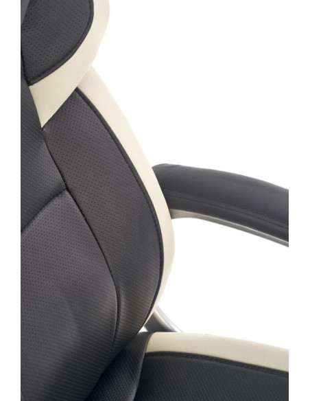 BARTON Fotel Gabinetowy Eco Skóra Czarno-Biały - Nowoczesny i Elegancki