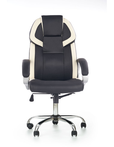 BARTON Fotel Gabinetowy Eco Skóra Czarno-Biały - Nowoczesny i Elegancki