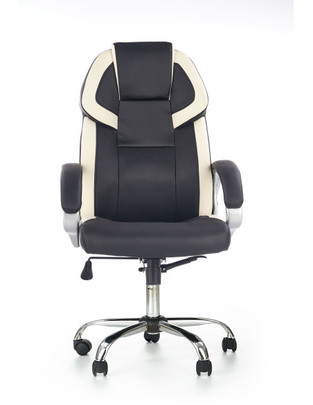 BARTON Fotel Gabinetowy Eco Skóra Czarno-Biały - Nowoczesny i Elegancki