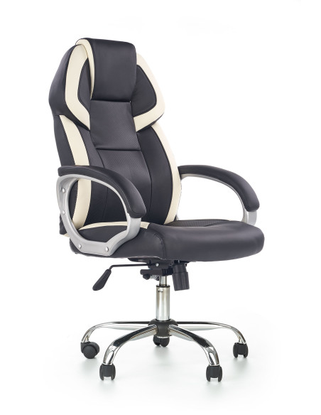 BARTON Fotel Gabinetowy Eco Skóra Czarno-Biały - Nowoczesny i Elegancki