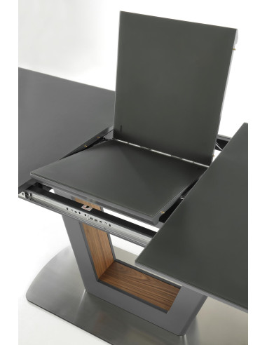 Stół rozkładany szklany ARKE 160-200 cm antracytowy mat / orzech