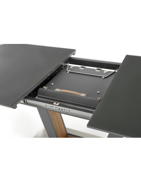 Stół rozkładany szklany ARKE 160-200 cm antracytowy mat / orzech