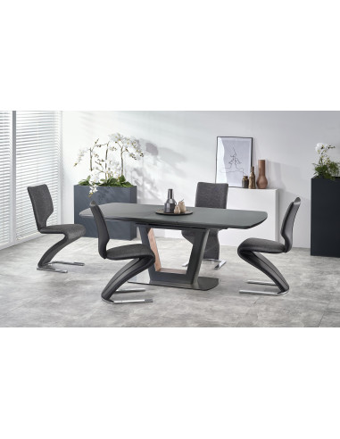 Stół rozkładany szklany ARKE 160-200 cm antracytowy mat / orzech