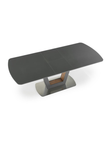 Stół rozkładany szklany ARKE 160-200 cm antracytowy mat / orzech