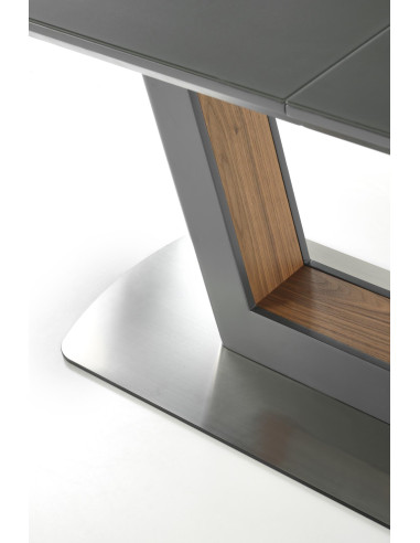 Stół rozkładany szklany ARKE 160-200 cm antracytowy mat / orzech