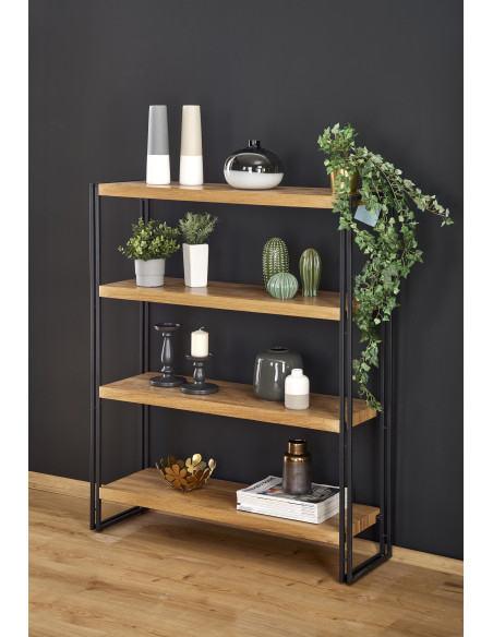 BOLIVAR Regał REG1 Dąb Złoty/Czarny - Stylowa Organizacja Przestrzeni