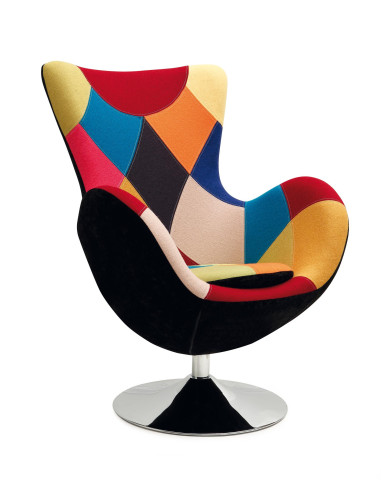 Fotel TIBERIO / stal chromowana - patchwork