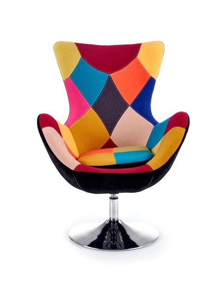 Fotel TIBERIO / stal chromowana - patchwork