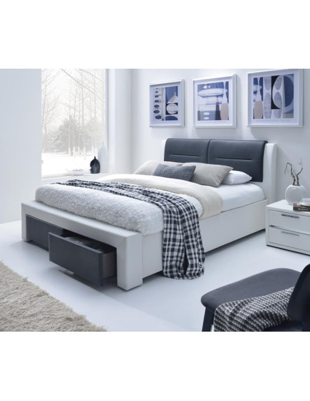 CASSANDRA S Łóżko z 2 Szufladami 140x200 cm Czarno-Białe - Funkcjonalność