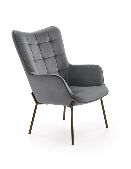 CASTEL Fotel Wypoczynkowy Pikowany Jasny Popiel Velvet - Elegancja i Komfort