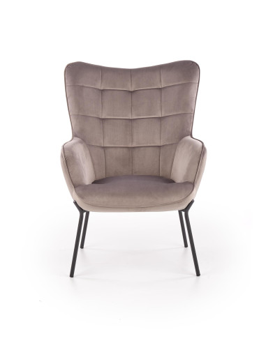 CASTEL Fotel Wypoczynkowy Pikowany Jasny Popiel Velvet - Elegancja i Komfort